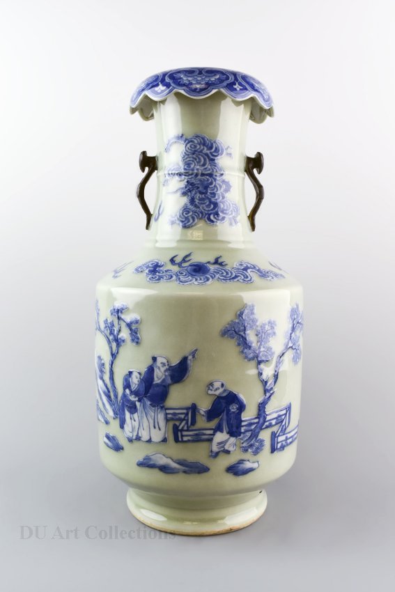 1989001074-4 Celadon and Blue Glaze Porcelain Vase