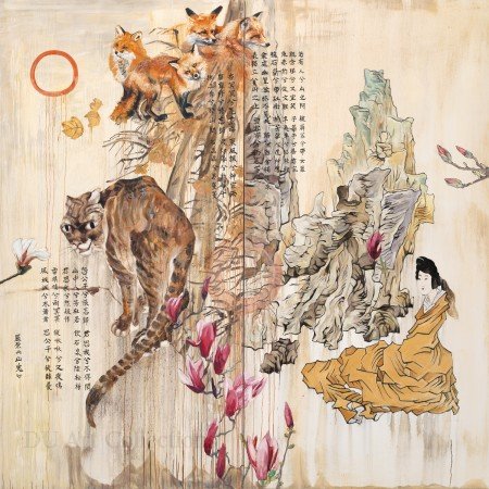 Hung Liu, Mountain Ghost, 2012. Oil paint on canvas.